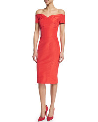 Zac Posen Off The Shoulder Cocktail Dress Coral