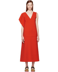 Marni Red Asymmetric Shoulder Dress