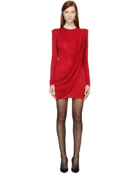 Balmain Red Draped Dress