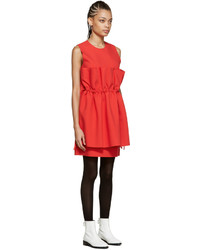 MSGM Red Waist Ruffle Dress