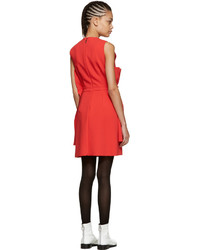 MSGM Red Waist Ruffle Dress