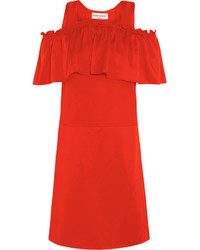 Sonia Rykiel Ruffled Satin Mini Dress Tomato Red