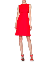 Giorgio Armani Sleeveless Cotton Overlay Dress Scarlet