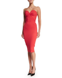 Zac Posen Strapless Fitted Cocktail Dress Coral
