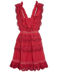 Self-Portrait Tiered Broderie Anglaise Mini Dress