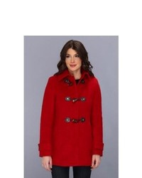 Calvin Hooded Boucle Toggle Coat W Faux Leather Accents Coat Red, $112 | |