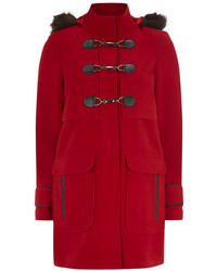 Dorothy Perkins Red Plush Faux Fur Duffle Coat
