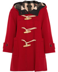 Burberry Oversized Wool Blend Duffle Coat Red