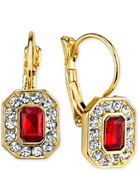Kate Spade 2028 Gold Tone Siam Crystal Square Drop Earrings