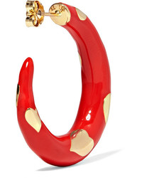 Alison Lou Amour 14 Karat Gold And Enamel Hoop Earrings