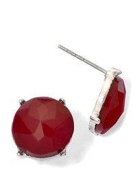 Asstd Private Brand Silver Tone Red Button Stud Earrings