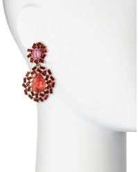 Oscar de la Renta Baguette Cluster Crystal Statet Earrings Berry