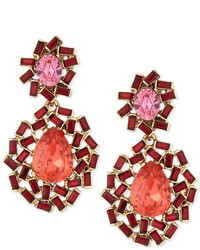 Oscar de la Renta Baguette Cluster Crystal Statet Earrings Berry