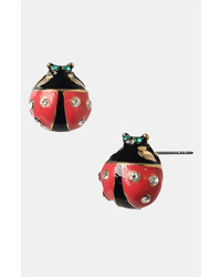 Betsey Johnson Ladybug Stud Earrings Red Multi