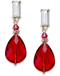 Kate Spade Cake By Ali Khan Gold Tone Red Faceted Pear Drop Earrings