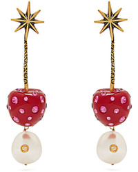 Gucci Cherry And Pearl Crystal Embellished Earrings