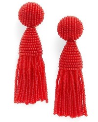Oscar de la Renta Classic Short Tassel Drop Clip Earrings