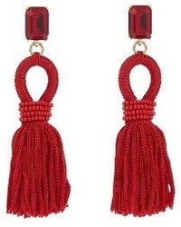 Oscar de la Renta Crystal Embellished Silk Tassel Short Earrings