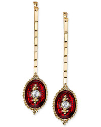 Downton Abbey Gold Tone Red Enamel And Crystal Bobby Pin Set