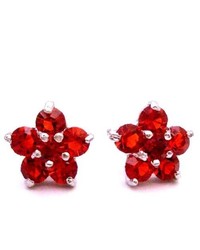 FashionJewelryForEveryone Girls Fancy Return Gift Red Stud Earrings Flower Stud Earrings