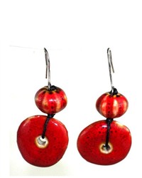 Global Crafts Handmade Red Ceramic Bead Earrings