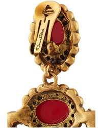 Oscar de la Renta Gold Tone Cabochon Earrings