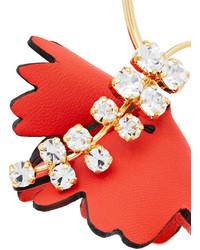 Marni Gold Tone Leather And Crystal Embellished Earrings Red