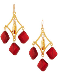 Devon Leigh Golden Ruby Crystal Drop Earrings