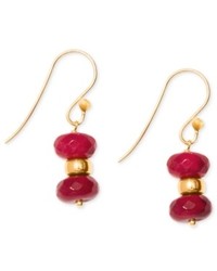 Macy's 14k Gold Earrings Dyed Red Aventurine Drop Earrings