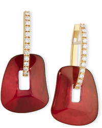 Mattioli Puzzle Diamond Trimmed 18k Gold Hoop Earrings Redblackwhite