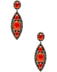 Pave Diamond Red Onyx Drop Earrings