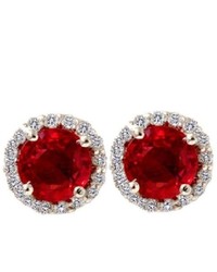 Pompeii3 210ct White Gold Diamond Red Sapphire Gemstone Earrings
