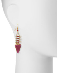 Nakamol Red Quartz Triangle Dangle Earrings