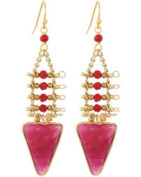 Nakamol Red Quartz Triangle Dangle Earrings