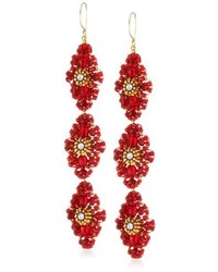 Miguel Ases Rubellite Bead And 14k Gold Filled Linear Earrings