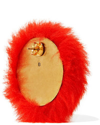 Balenciaga Shearling Earrings Red