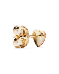 Alison Lou Tiny Heart 14 Karat Gold And Enamel Earring