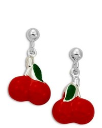 VistaBella 925 Sterling Silver Green Red Cherry Stud Post Earrings
