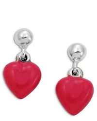VistaBella 925 Sterling Silver Red Heart Dangling Post Earrings