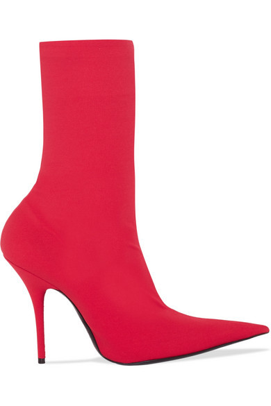 Balenciaga Women's Red Knife Pointed Toe Sock Boots For Sale at 1stDibs