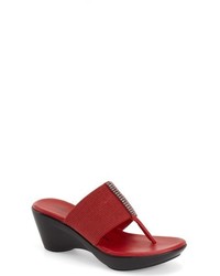 Red Elastic Wedge Sandals