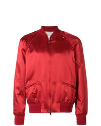 Red Embellished Bomber Jacket