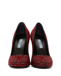 Prada Black And Red Crystal Heels