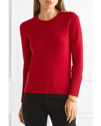 Burberry Embellished Cashmere Sweater Claret
