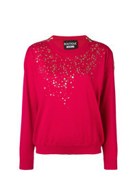 Red Embellished Crew-neck Sweater