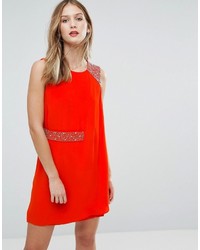 French Connection Cecile Drape Embellished Trim Dress