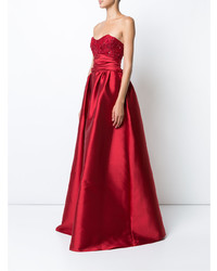 Marchesa Notte Strapless Embellished Gown