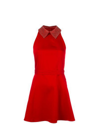Red Embellished Fit and Flare Dress