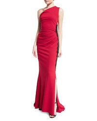 Red Embellished Lace Evening Dress