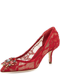 Dolce & Gabbana Jewel Embellished Lace Pump